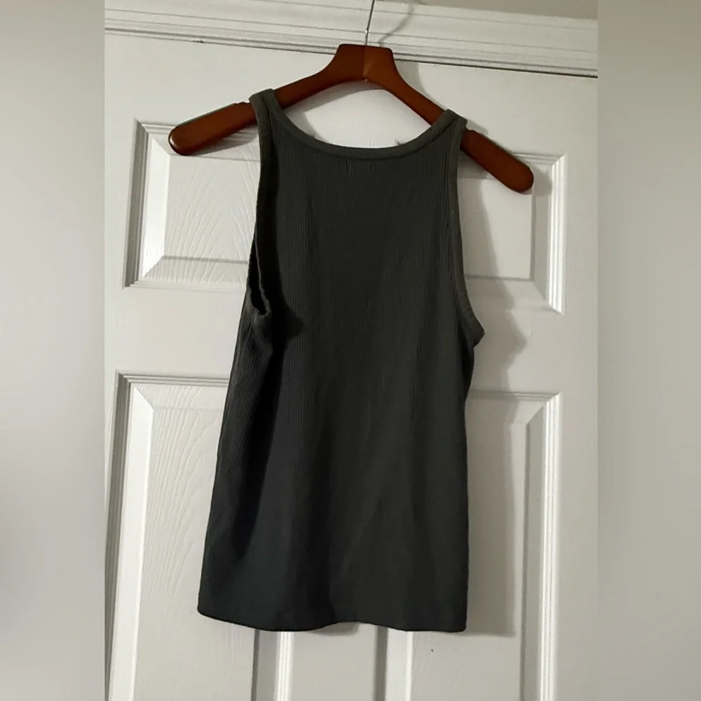 Faherty Gray Ribbed Sleeveless Tank Top - Large - Picture 7 of 7